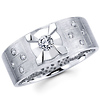 Checker Starburst 14K Diamond Wedding Ring
