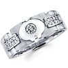 14K White Gold Bezel Diamond Men's Wedding Band