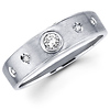 Bezel Set 14k White Gold Brushed Diamond Wedding Band
