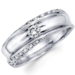 Designer 14K White Gold Round Diamond Wedding Band