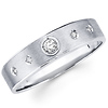 14K White Gold Bezel Set Diamond Brushed  Wedding Ring