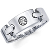 Link Design 14K White Gold Diamond Wedding Band