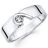 Modern Designer Solitaire 14K White Gold Diamond Wedding Band
