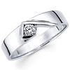 14K White Gold Modern Designer Diamond Solitaire Wedding Ring