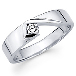 14K White Gold Modern Designer Diamond Solitaire Wedding Ring