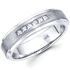 14K White Gold Six Diamond Channel Set Textured Weddong Band
