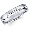 14K White Gold Round Diamond Textured Wedding Ring