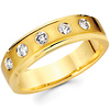 Round Bezel Set Diamond 14K Yellow Gold Wedding Ring