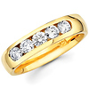 14K Yellow Gold 5 Diamond Channel Wedding Band