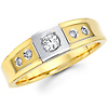 Two Tone 14K Gold Round Diamond Men's Wedding Band