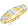14K Two Tone Striped Men's Diamond Wedding Band