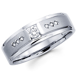 Channel & Bezel Diamond 14K Gold Men's Wedding Band