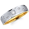 14K Two Tone Textured Diamond Wedding Band