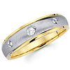 Bezel Set Round Diamond 14K Two Tone Gold Wedding Band