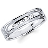 Carved Pattern 14K White Gold Diamond Wedding Band