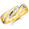 Striped & Textured 14K Two Tone Gold Diamond Wedding Band