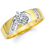 14K Two Tone Curved Design Engagement Ring