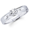 White Gold Textured Edge Diamond Engagement Ring