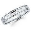 Carved Pattern 14K White Gold Diamond Ladies Wedding Band