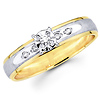14K Two Tone Textured Round Diamond Engagement Ring