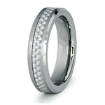 5mm White Carbon Fiber Inlay Beveled Edge Tungsten Ring