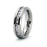 Channel Set Eternity Titanium CZ Wedding Band