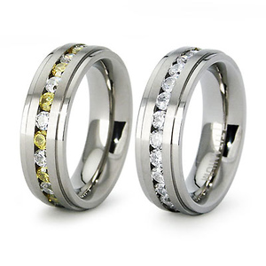 cz channel set titanium ring