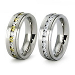 Titanium Channel Set Half White Half Alternating CZ Ring