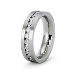 Flat Titanium Channel CZ Set Eternity Band