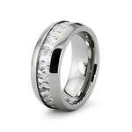 Baguette CZ Channel Set Titanium Wedding Ring