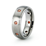 Orange Round CZ Bezel Set Wedding Ring