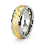 18K Plated Center Titanium Two Tone Wedding Band