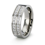 6.5mm Two Row CZ Prong Set Titanium Wedding Band