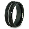Center Grooved 8mm Black Tungsten Carbide Ring