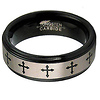 8mm Laser Engraved Cross Black Tungsten Wedding Band
