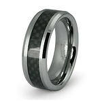 8mm Carbon Fiber Inlay Tungsten Carbide Ring