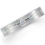 4mm Platinum Diamond Flat Comfort Fit Benchmark Promise Ring (0.06ctw)