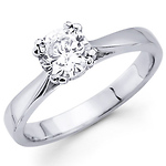 14K White Gold Round Diamond Solitaire Rings