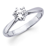 14K White Gold Round Cut Diamond Solitaire Ring