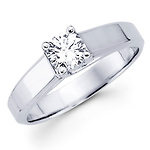 14K White Gold Round Diamond Solitaire Rings