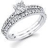 14K White Gold Round Diamond Wedding Ring Set