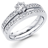 Milgrain 14K Round Diamond Bridal Ring Set