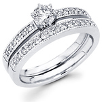 Milgrain 14K Round Diamond Bridal Ring Set