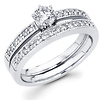 14K Milgrain Round Diamond Matching Engagement Ring Set