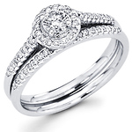 14K Halo Style Diamond Engagement Ring Set
