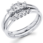14K Three Stone Brilliant Cut Bridal Wedding Ring Set