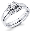White Gold Round & Princess Cut Diamond Wedding Ring Set