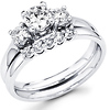 White Gold Three Stone Round Diamond Wedding Ring Set