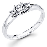 14K Trellis Set Three Stone Princess Diamond Engagement Ring (0.33 ctw)