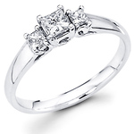 14K Trellis Three Stone Princess Cut Diamond Engagement Ring (0.42 ctw)